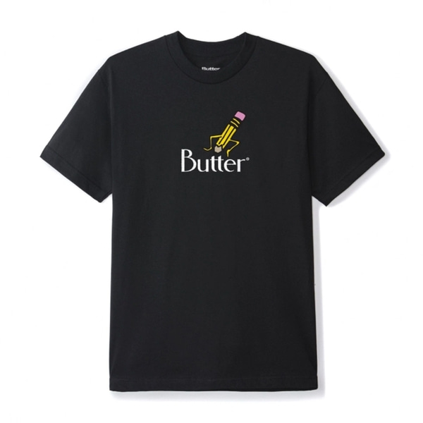 버터굿즈 티셔츠  Pencil Logo Tee Black  BUTTER GOODS
