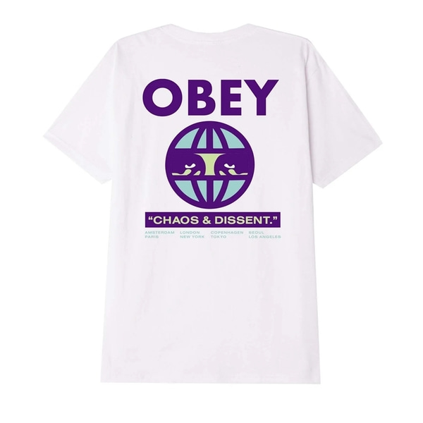 오베이 티셔츠  GLOBAL EYES WHITE  OBEY