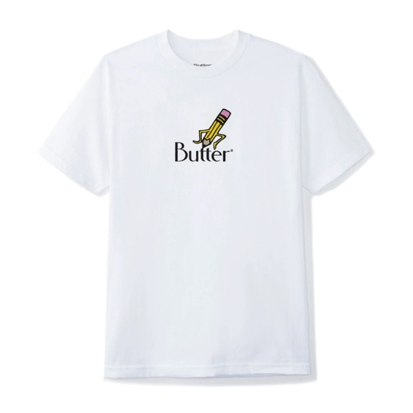 버터굿즈 티셔츠  Pencil Logo Tee White  BUTTER GOODS
