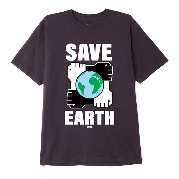 오베이 티셔츠  SAVE EARTH FADED BLACK  OBEY