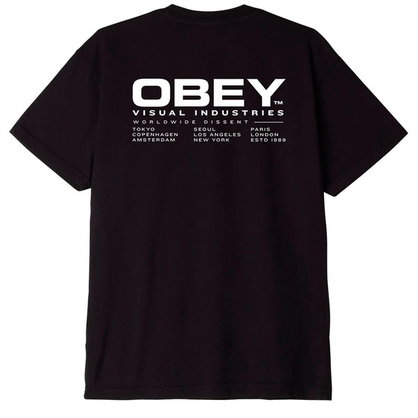 오베이 티셔츠  OBEY WORLD WIDE DISSENT BLACK  OBEY